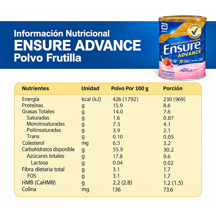 Ensure Advance Sabor Frutilla 850G 6