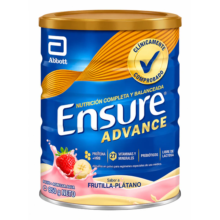 Ensure Advance Sabor Frutilla Plátano 850G Caja X6 2
