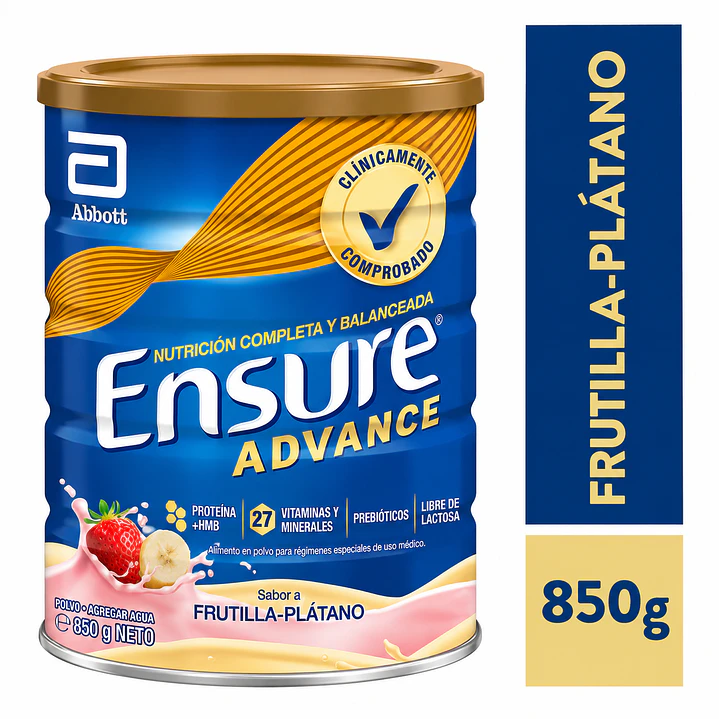 Ensure Advance Sabor Frutilla Plátano 850G Caja X6 3