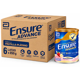 Ensure Advance Sabor Frutilla Plátano 850G Caja X6