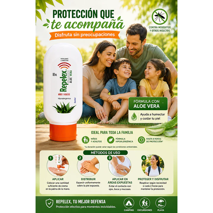 Repelex Aloe Vera Repelente De Insectos Niños-adultos 80G Pack X6 6