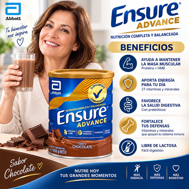 Ensure Advance Sabor Chocolate 850G Caja X6 6