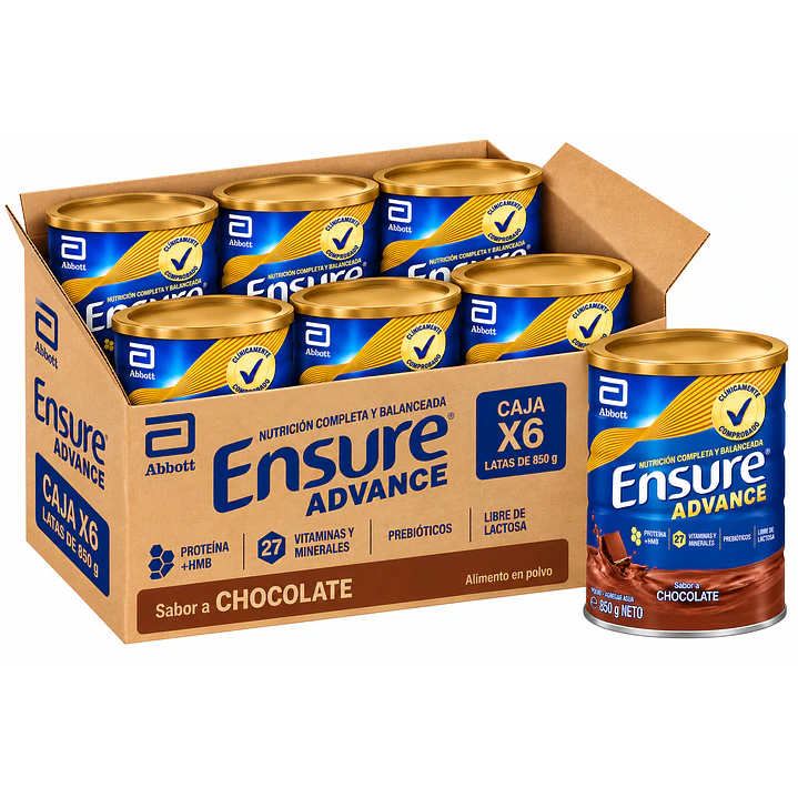 Ensure Advance Sabor Chocolate 850G Caja X6 1