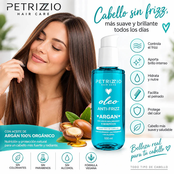Petrizzio Óleo Capilar Argán Anti Frizz 100 Ml 3