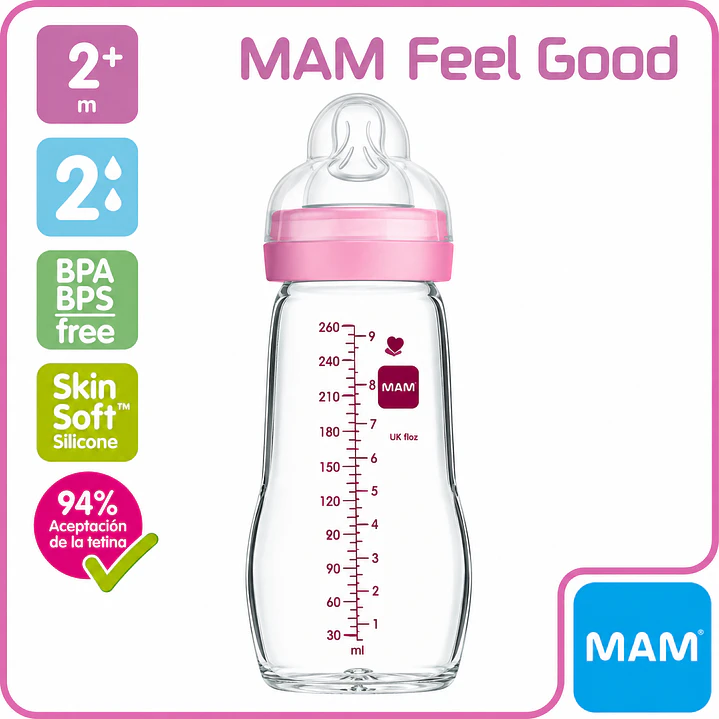 Biberón MAM Feel Good +2M 260 ml Rosado 6