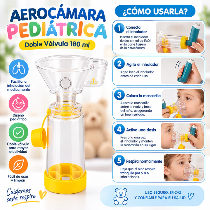 Aerocamara Pediátrica Doble Válvula 180Ml  4