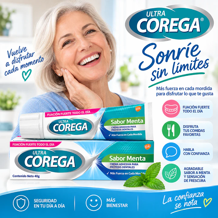 Corega Ultra Crema Adhesiva Menta 40G 6