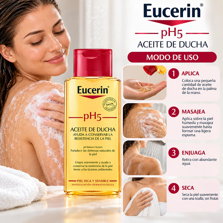 Eucerin pH5 Aceite de Ducha Fortalecedor y Protector 200 Ml 4
