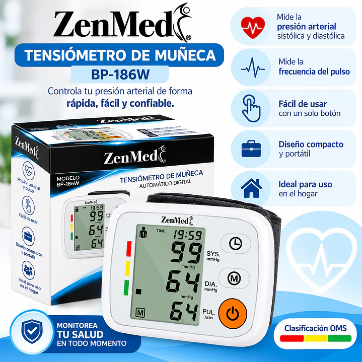 Tensiometro De Muñeca Bp-186w Zenmed Color Blanco 4