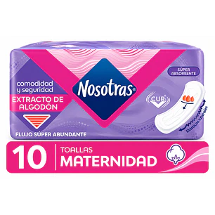 Nosotras Toalla Higiénica Maternal Suave Sin Alas X10 Unidad