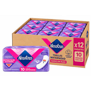 Nosotras Toalla Higiénica Maternal Suave Sin Alas X10 Unidad Caja X12