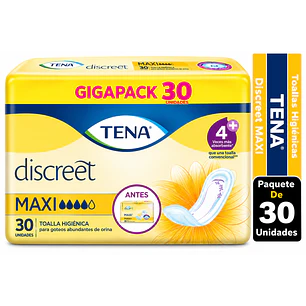 Tena Toalla Higiénica Discreet Maxi Goteos Abundante X30 Unidad