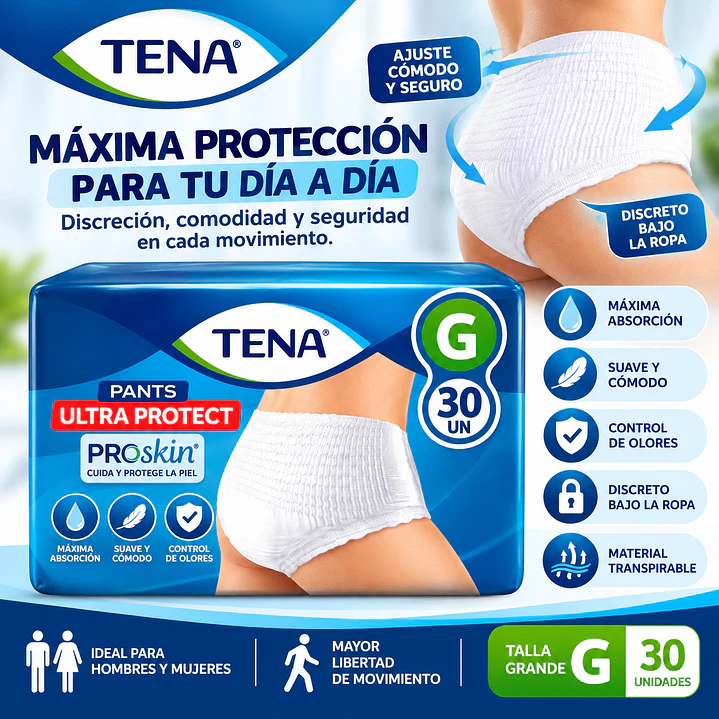 Ropa Interior Desechable Tena Pants Ultraprotect Talla G X30 Unidades Caja X6 3