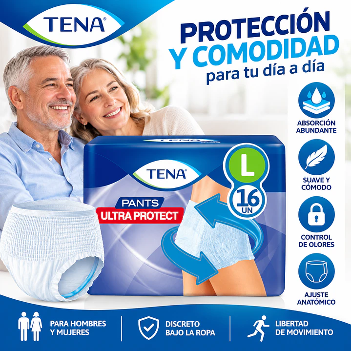 Ropa Interior Desechable Tena Pants Ultra Protect 16 Un Talle L 3