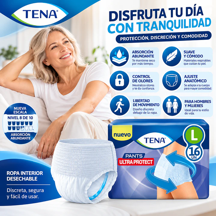 Ropa Interior Desechable Tena Pants Ultra Protect 16 Un Talle L 4
