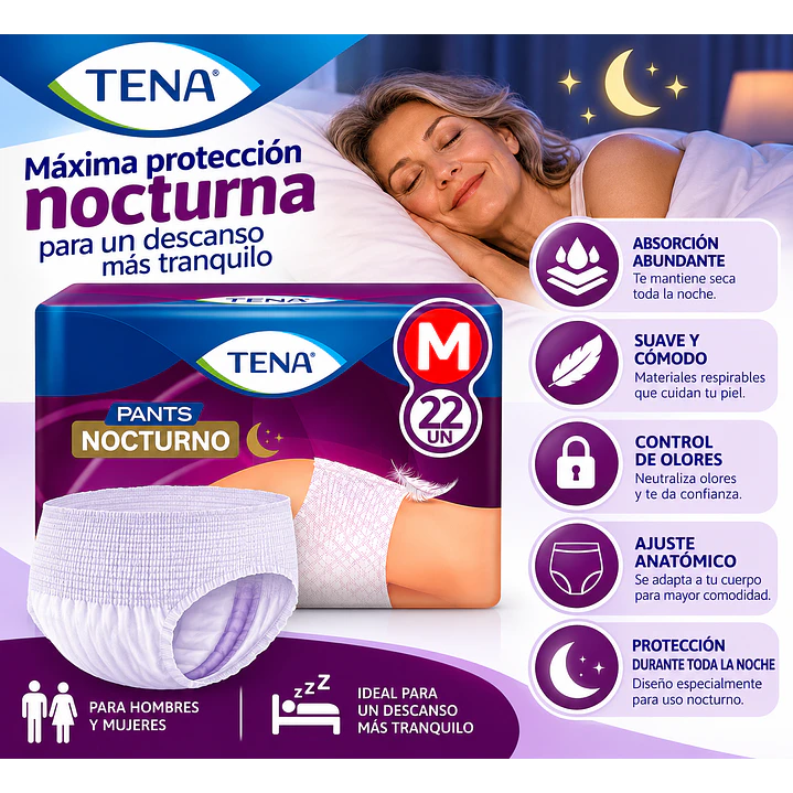 Ropa Interior Desechable Tena Pants Nocturno Talla Ch/M 22 Unidad 4