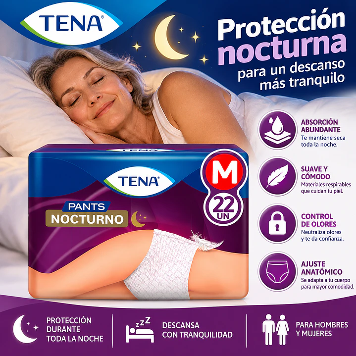 Ropa Interior Desechable Tena Pants Nocturno Grande Talla G X22 Unidades  3