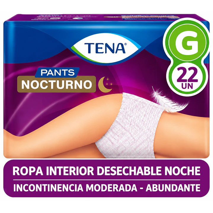 Ropa Interior Desechable Tena Pants Nocturno Grande Talla G X22 Unidades  1