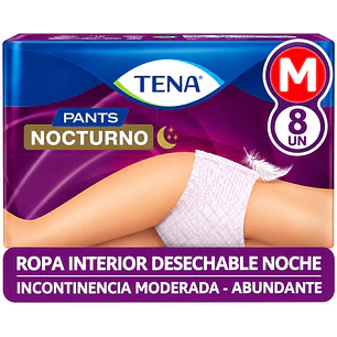 Ropa Interior Desechable Tena Pants Nocturno Talla M X8 Unidades