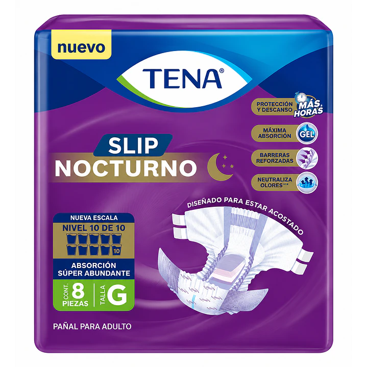 Pañales Adulto Tena Slip Nocturno Talla G X8 Caja X6 2