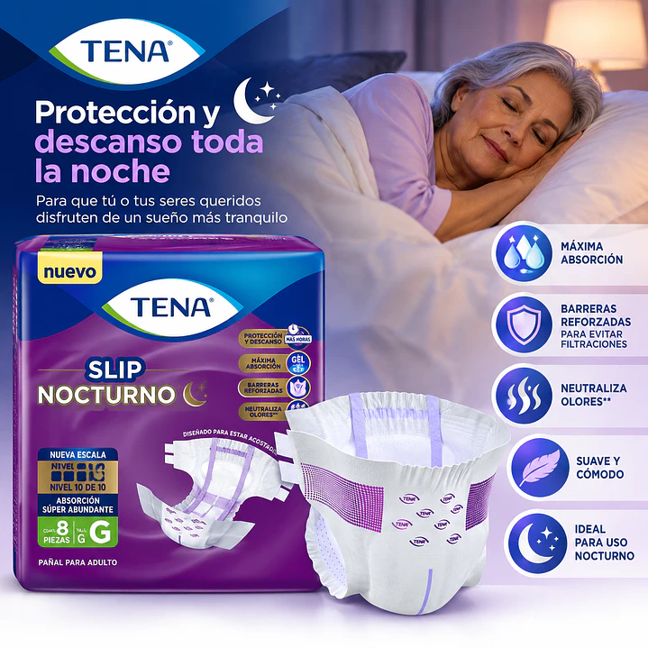 Pañales Adulto Tena Slip Nocturno Talla G X8 Caja X6 5