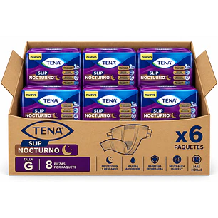 Pañales Adulto Tena Slip Nocturno Talla G X8 Caja X6