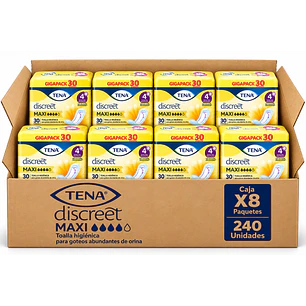 Tena Toalla Higiénica Discreet Maxi Goteos Abundante X30 Unidad Caja X8