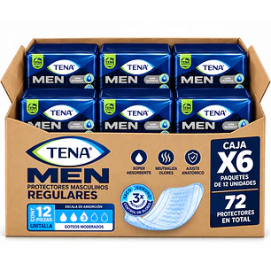 Tena Men Protectores Masculinos Regulares X12 Unidades Caja X6