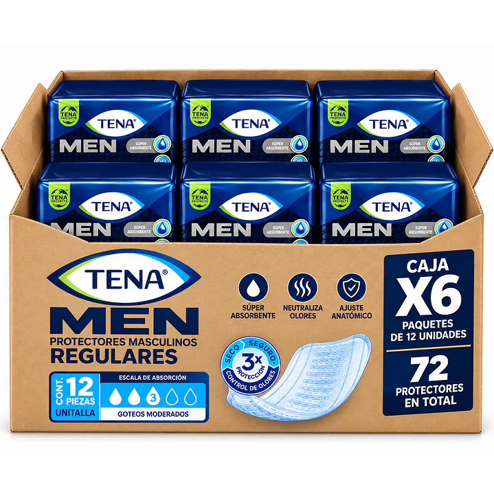 Tena Men Protectores Masculinos Regulares X12 Unidades Caja X6 1