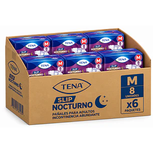 Pañal Adulto Incontinencia Tena Slip Nocturno Talla M X8 Unidades Caja X6