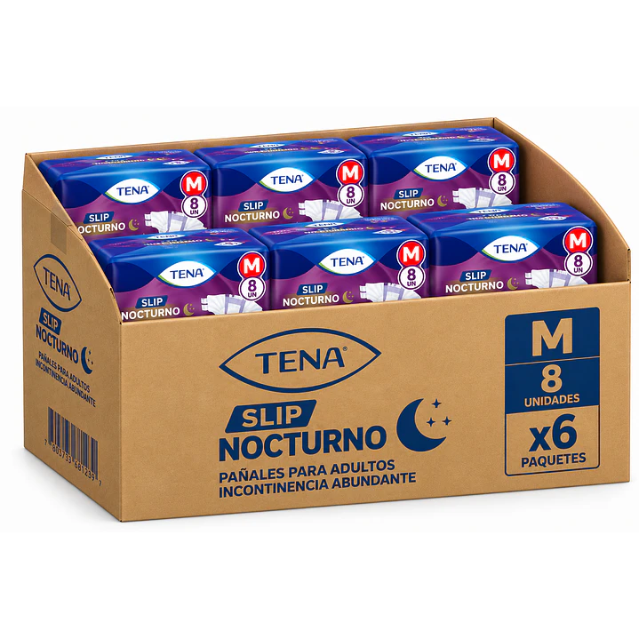 Pañal Adulto Incontinencia Tena Slip Nocturno Talla M X8 Unidades Caja X6 1