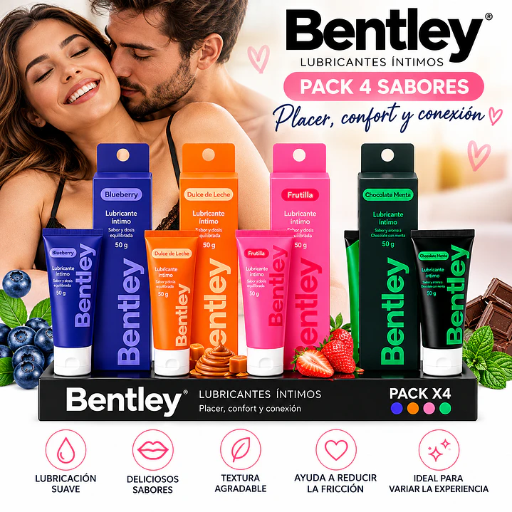 Pack Bentley Gel Lubricante 4 Sabores Base Agua 2