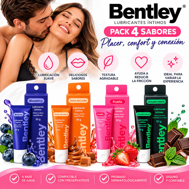Pack Bentley Gel Lubricante 4 Sabores Base Agua 3