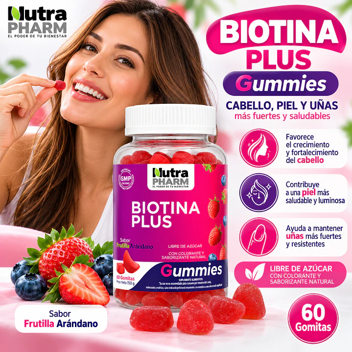 Biotina Plus Gomitas Gummies Nutrapharm X60 Gomitas  3
