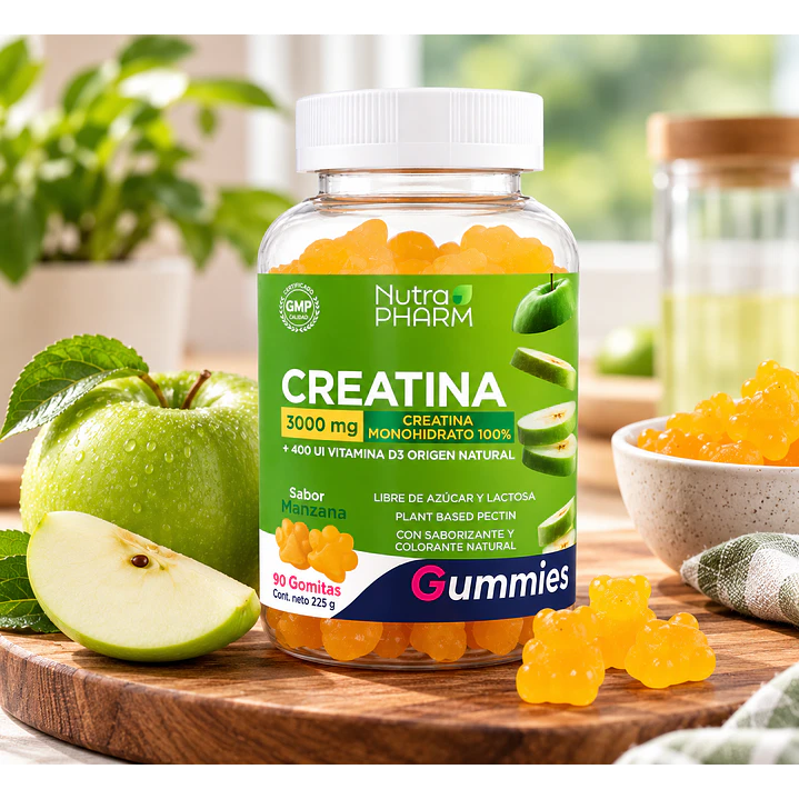 Creatina Gummies 90 Gomitas + Vit D Nutrapharm Manzana Manzana 5