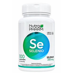 Selenio 200 mcg Nutrapharm 100 Comprimidos Antioxidante