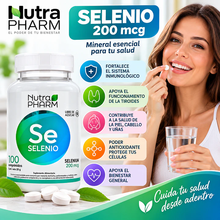 Selenio 200 mcg Nutrapharm 100 Comprimidos Antioxidante 5