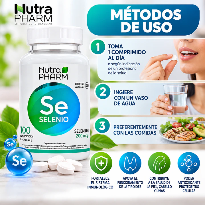 Selenio 200 mcg Nutrapharm 100 Comprimidos Antioxidante 6