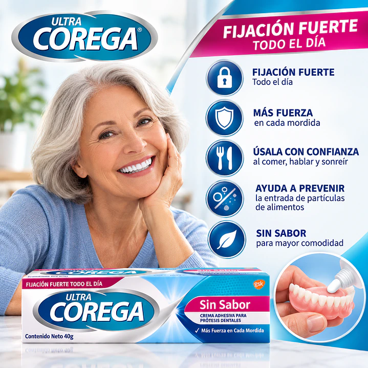 Corega Ultra Crema Fijadora Para Protesis Dentales 40 Gr 6