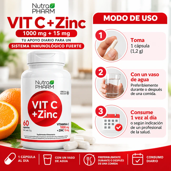 Vitamina C 1000 mg + Zinc 15 mg Nutrapharm 3