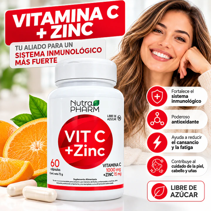 Vitamina C 1000 mg + Zinc 15 mg Nutrapharm 3