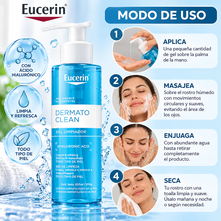 Eucerin Dermato Clean Gel Limpiador Facial 200 Ml 4
