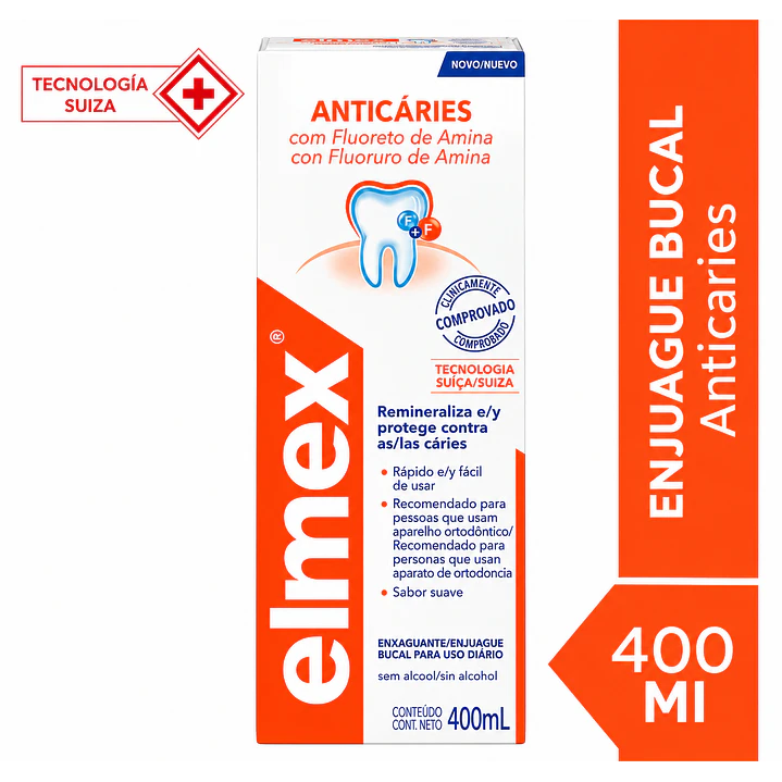 Enjuague Bucal con Flúor Anticaries Elmex 400 Ml 2