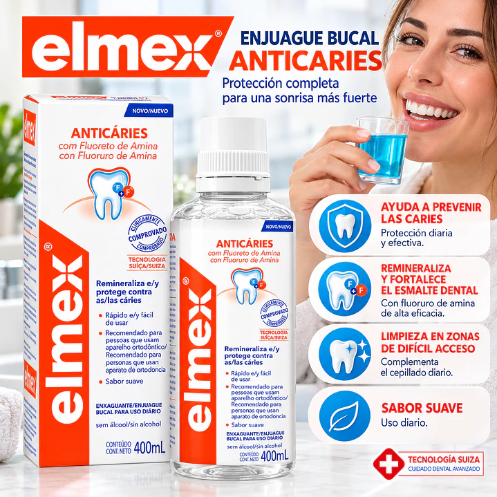 Enjuague Bucal con Flúor Anticaries Elmex 400 Ml 4
