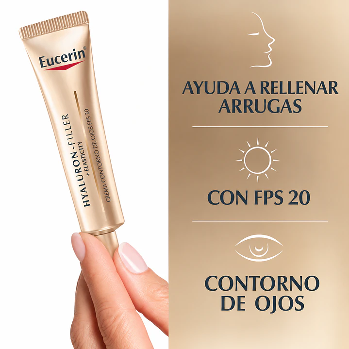 Eucerin Hyaluron-Filler + Elasticity Crema Contorno de Ojos Antiarrugas FPS 20 – 15 Ml 2