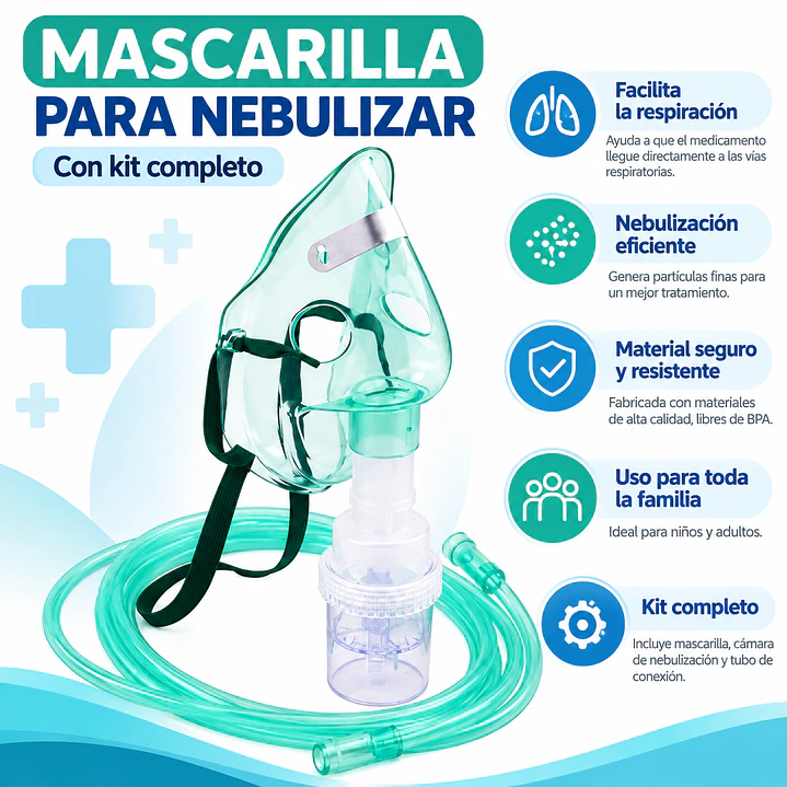 Kit Mascarilla Para Nebulizar Niños Y Adolescentes Pack X50 3