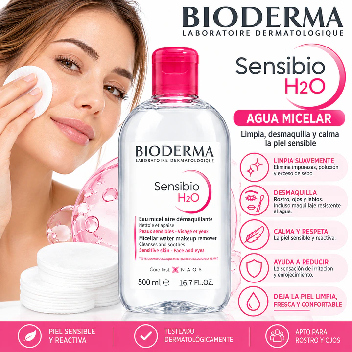 Agua Micelar Bioderma Sensibio H2o P Rosacea Sensible 500 Ml 5
