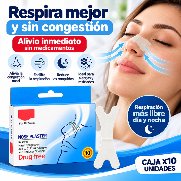 Tiras Nasales Alivia Congestión Nasal Y Alergias Caja X10 6