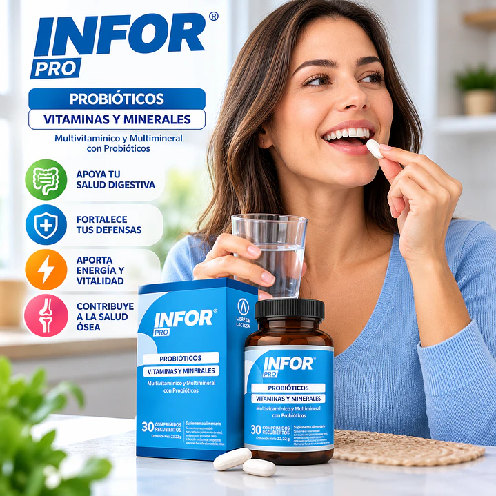 Infor Pro 3 Probióticos Vitaminas Minerales 30 Comprimidos 4