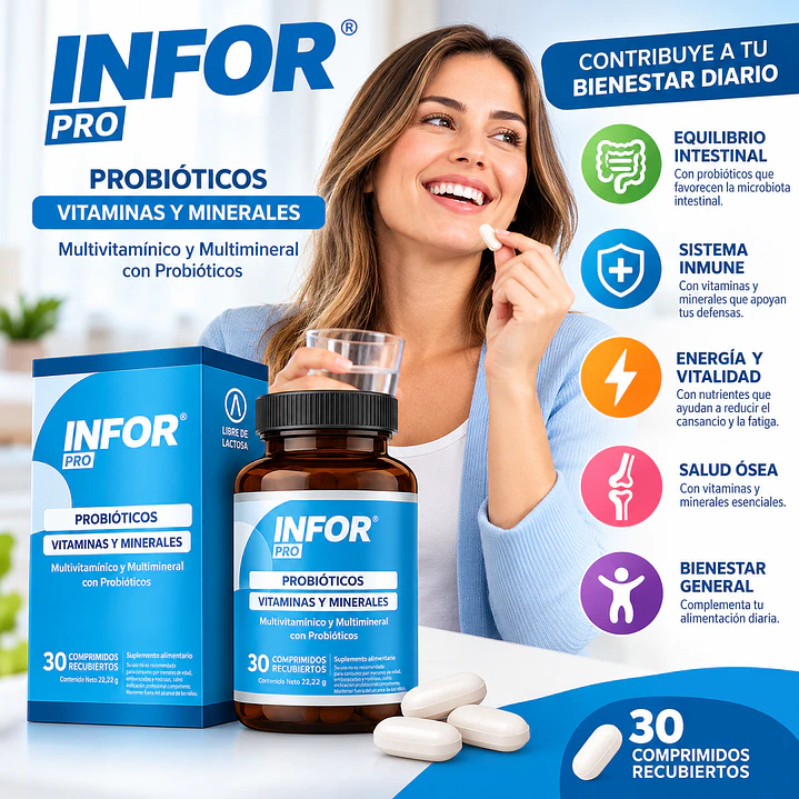 Infor Pro 3 Probióticos Vitaminas Minerales 30 Comprimidos 2